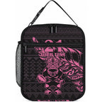 New Zealand Maori Rugby Warrior Custom Lunch Bag Pink Fern Taniko Motif
