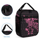New Zealand Maori Rugby Warrior Custom Lunch Bag Pink Fern Taniko Motif