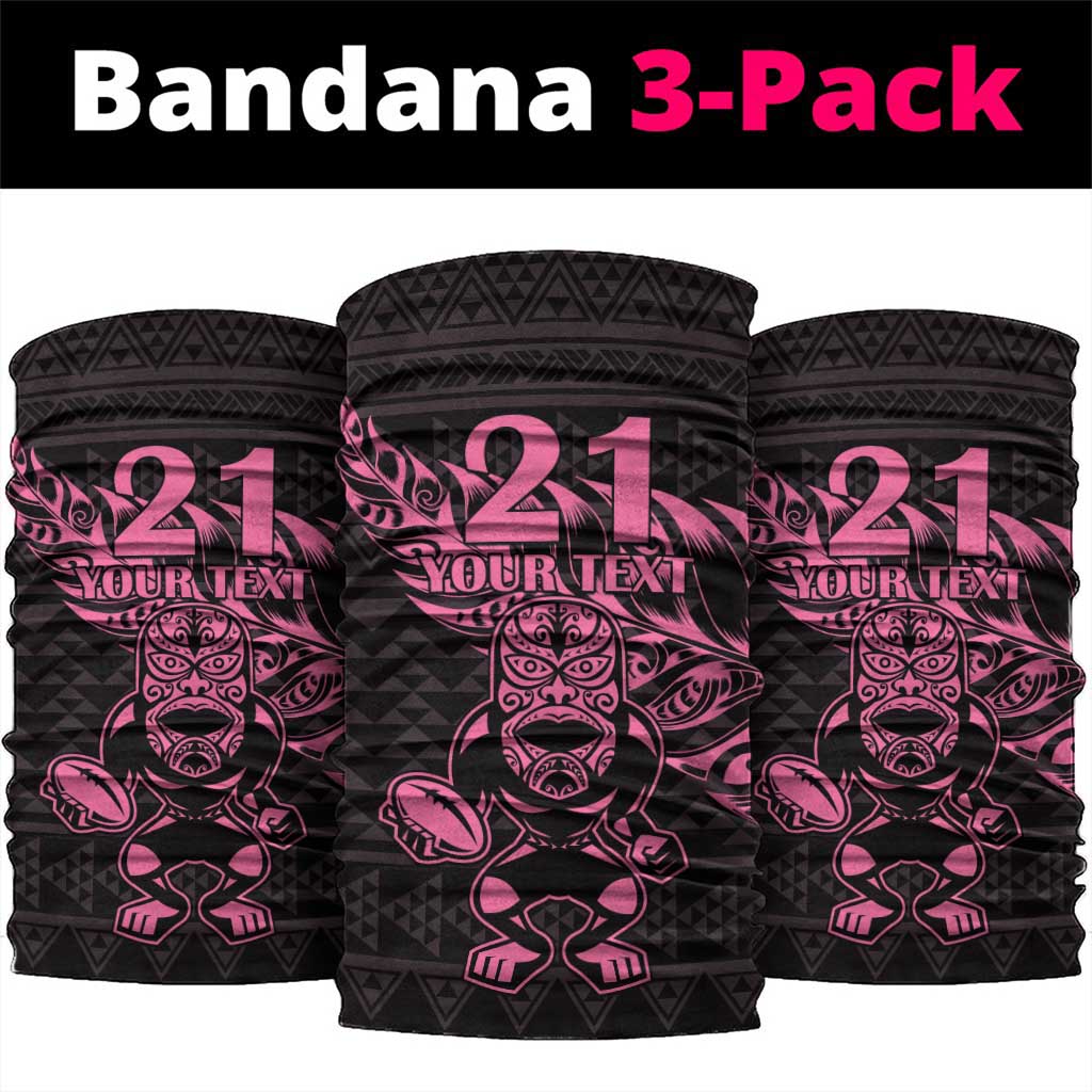 New Zealand Rugby Warrior Custom Neck Gaiter Pink Fern Taniko Motif - Aussie Hoodie