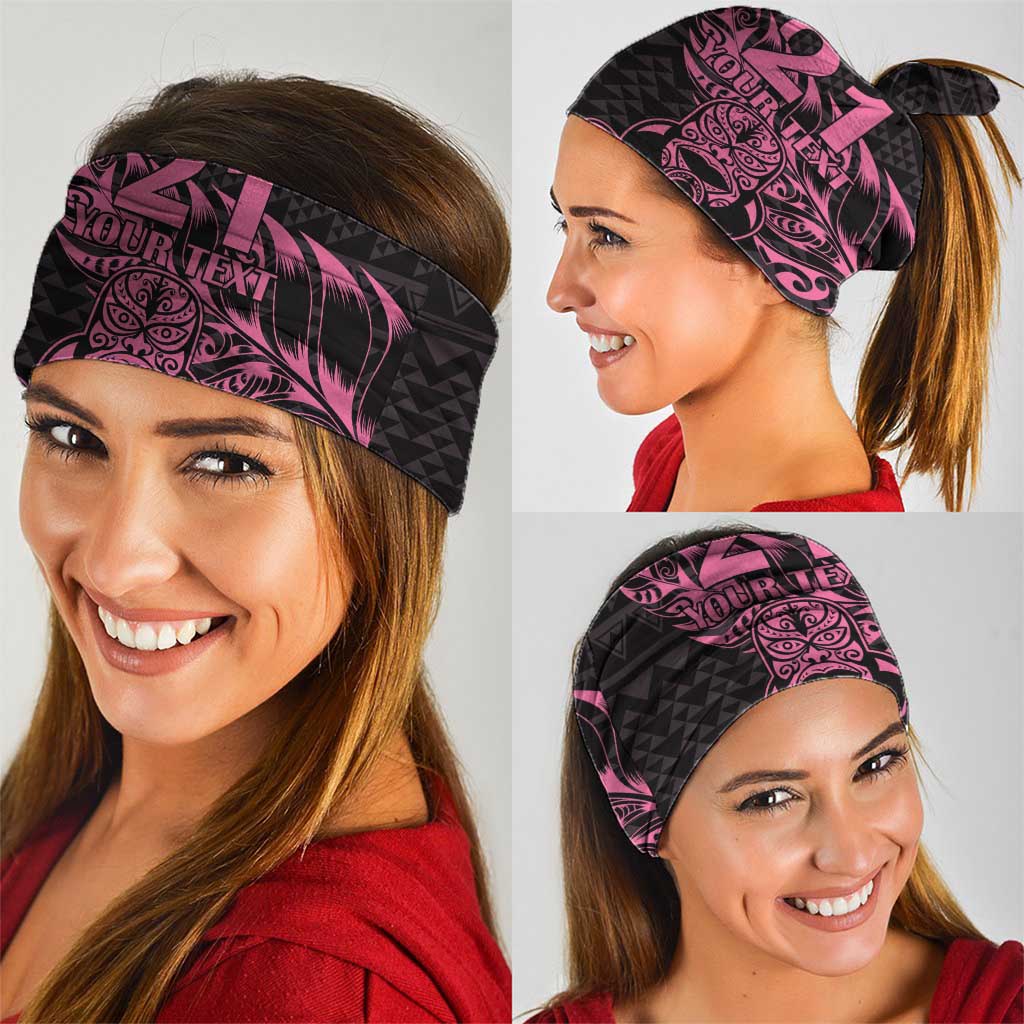 New Zealand Rugby Warrior Custom Neck Gaiter Pink Fern Taniko Motif - Aussie Hoodie
