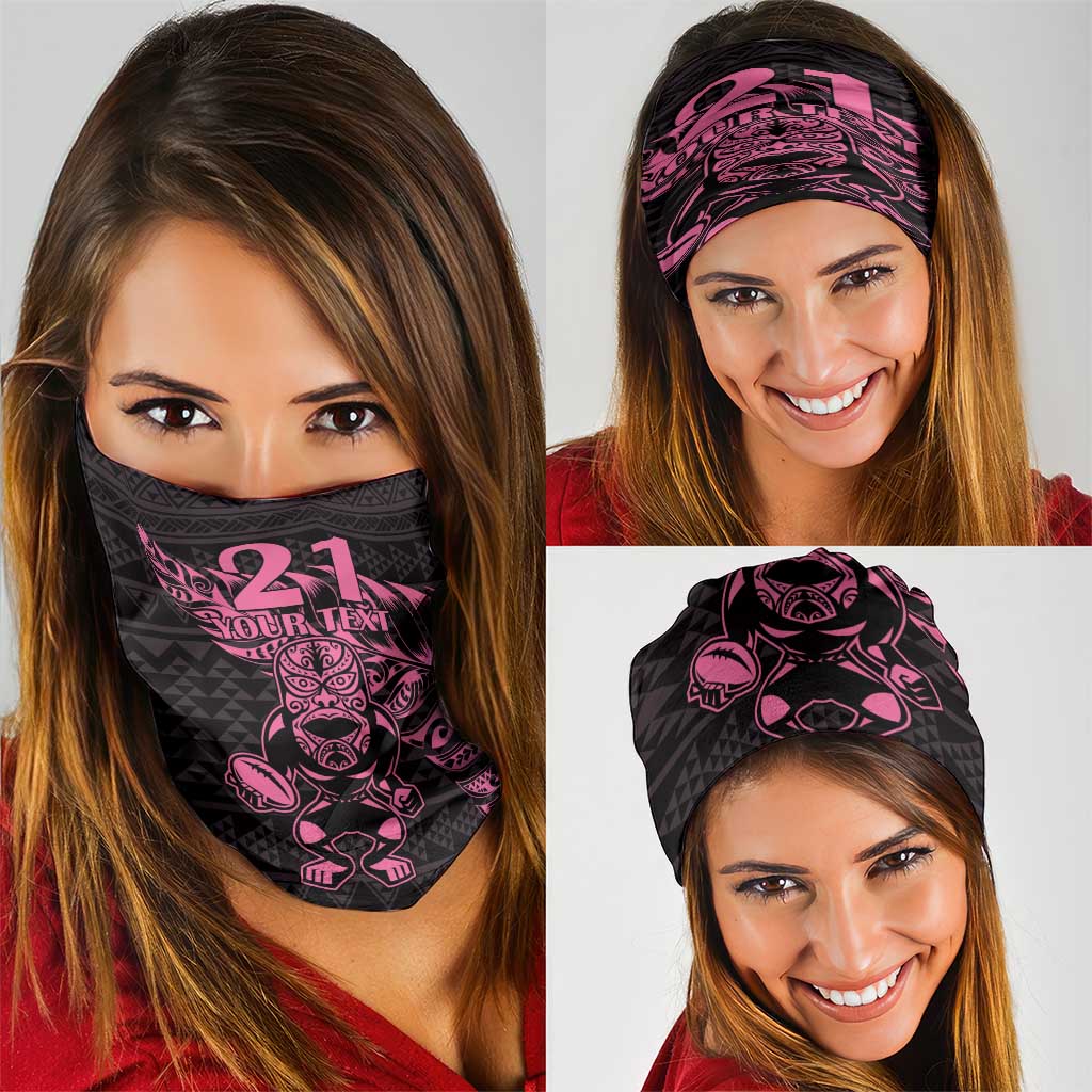 New Zealand Rugby Warrior Custom Neck Gaiter Pink Fern Taniko Motif - Aussie Hoodie