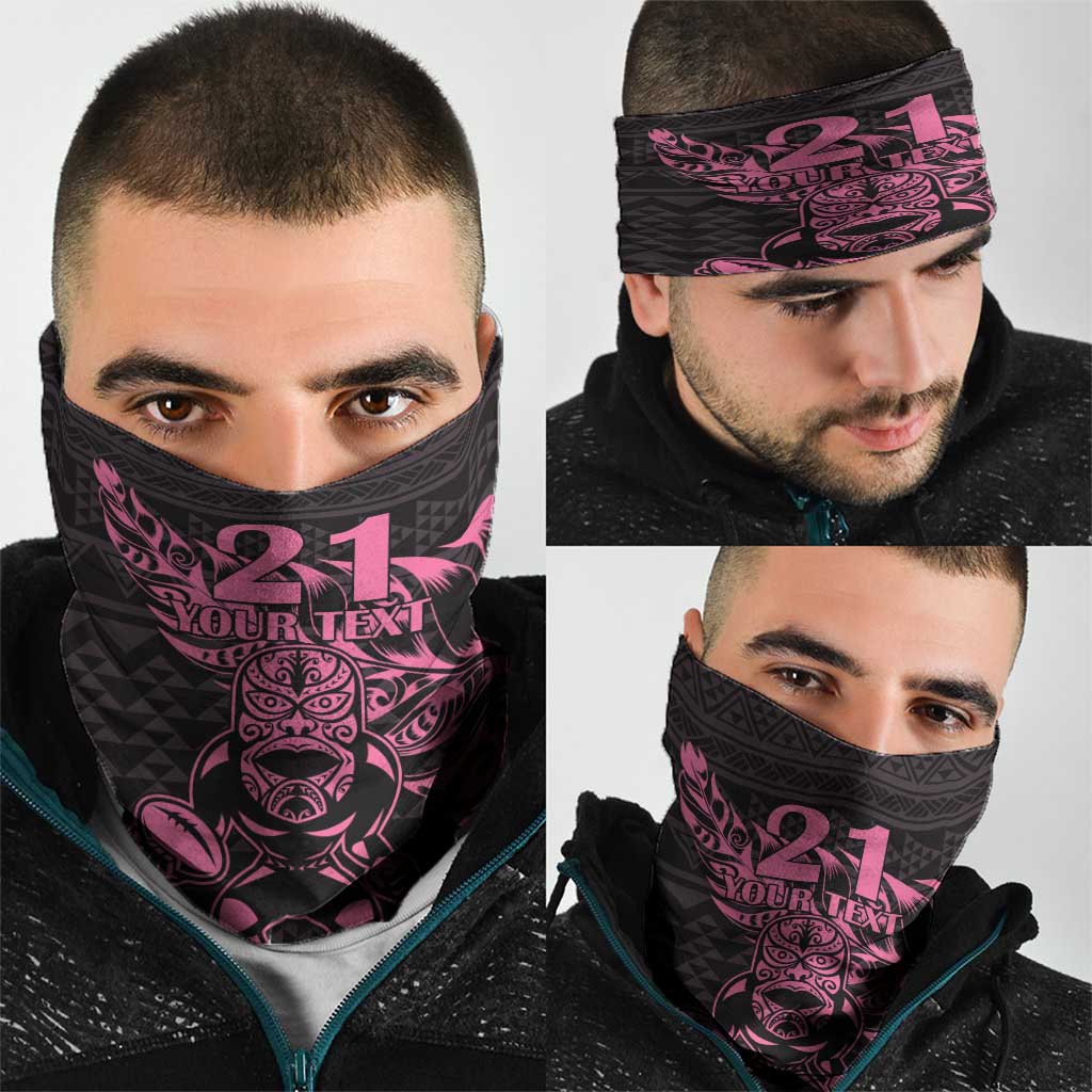 New Zealand Rugby Warrior Custom Neck Gaiter Pink Fern Taniko Motif - Aussie Hoodie