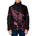 New Zealand Rugby Warrior Custom Padded Jacket Pink Fern Taniko Motif - Aussie Hoodie