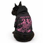 New Zealand Maori Rugby Warrior Custom Pet Hoodie Pink Fern Taniko Motif