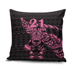 New Zealand Rugby Warrior Custom Pillow Cover Pink Fern Taniko Motif - Aussie Hoodie