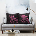 New Zealand Rugby Warrior Custom Pillow Cover Pink Fern Taniko Motif - Aussie Hoodie