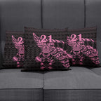 New Zealand Rugby Warrior Custom Pillow Cover Pink Fern Taniko Motif - Aussie Hoodie
