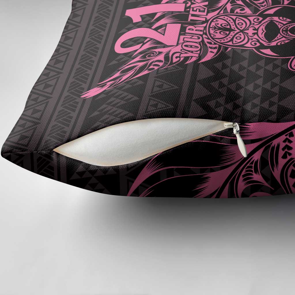 New Zealand Rugby Warrior Custom Pillow Cover Pink Fern Taniko Motif - Aussie Hoodie