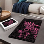 New Zealand Rugby Warrior Custom Puzzle Pink Fern Taniko Motif - Aussie Hoodie
