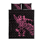 New Zealand Rugby Warrior Custom Quilt Bed Set Pink Fern Taniko Motif