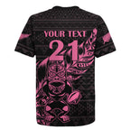New Zealand Rugby Warrior Custom Rugby Jersey Pink Fern Taniko Motif