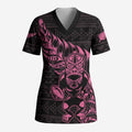 New Zealand Rugby Warrior Custom Scrub Top Pink Fern Taniko Motif - Aussie Hoodie