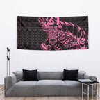 New Zealand Rugby Warrior Custom Tapestry Pink Fern Taniko Motif