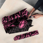 New Zealand Rugby Warrior Custom Umbrella Pink Fern Taniko Motif - Aussie Hoodie