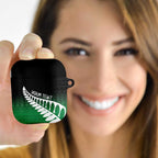 Green Silver Fern Spirit Taniko Tukutuku Personalised AirPods Case - Aussie Hoodie