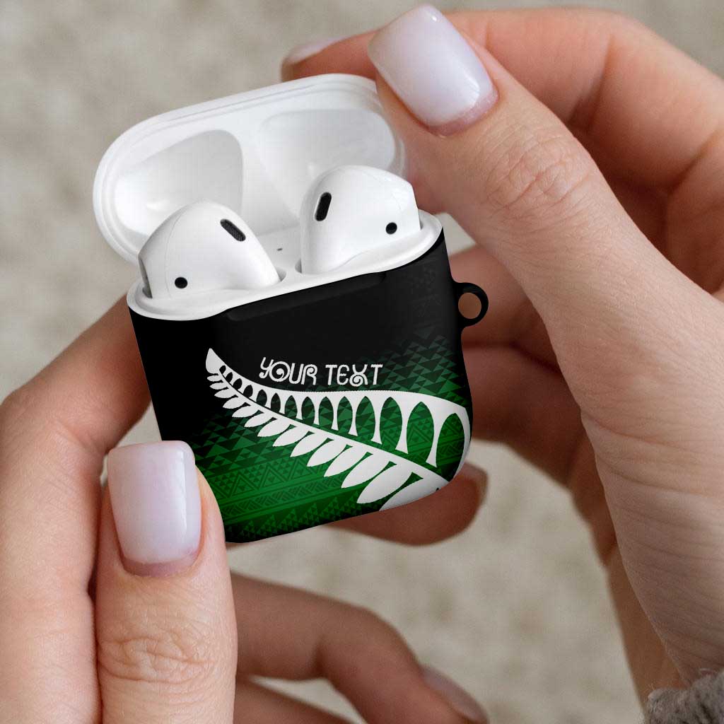 Green Silver Fern Spirit Taniko Tukutuku Personalised AirPods Case - Aussie Hoodie