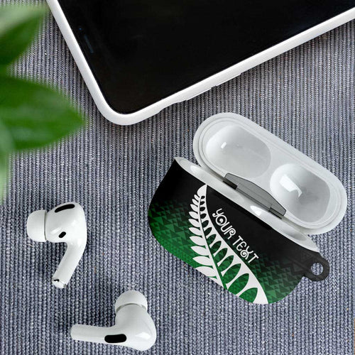 Green Silver Fern Spirit Taniko Tukutuku Personalised AirPods Case - Aussie Hoodie