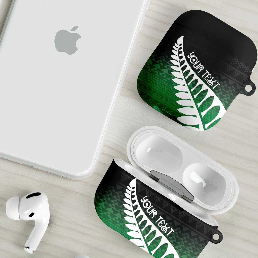 Green Silver Fern Spirit Taniko Tukutuku Personalised AirPods Case - Aussie Hoodie