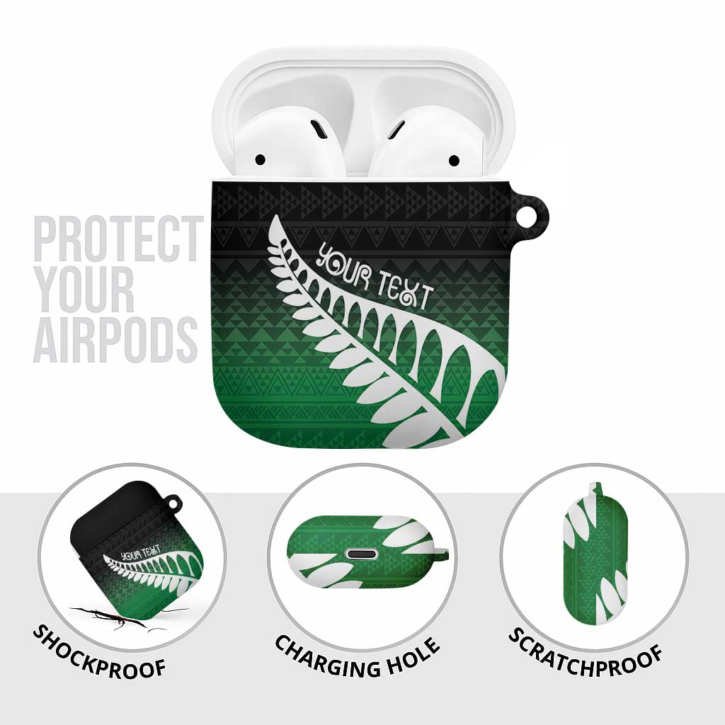 Green Silver Fern Spirit Taniko Tukutuku Personalised AirPods Case - Aussie Hoodie