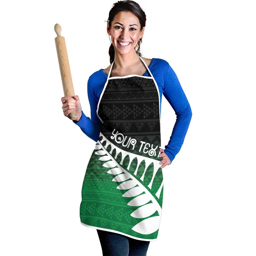 Green Silver Fern Spirit Taniko Tukutuku Personalised Apron - Aussie Hoodie