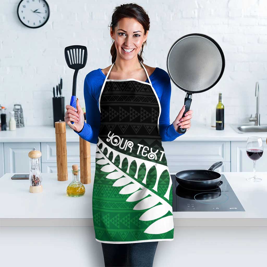 Green Silver Fern Spirit Taniko Tukutuku Personalised Apron - Aussie Hoodie