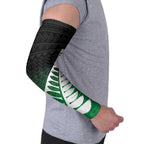 Green Silver Fern Spirit Taniko Tukutuku Personalised Arm Sleeves - Aussie Hoodie