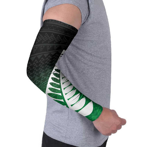 Green Silver Fern Spirit Taniko Tukutuku Personalised Arm Sleeves - Aussie Hoodie