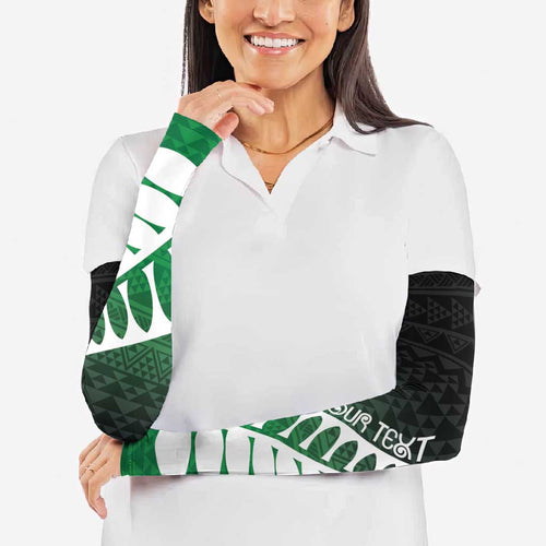 Green Silver Fern Spirit Taniko Tukutuku Personalised Arm Sleeves - Aussie Hoodie