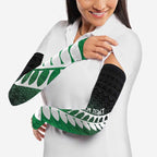 Green Silver Fern Spirit Taniko Tukutuku Personalised Arm Sleeves - Aussie Hoodie