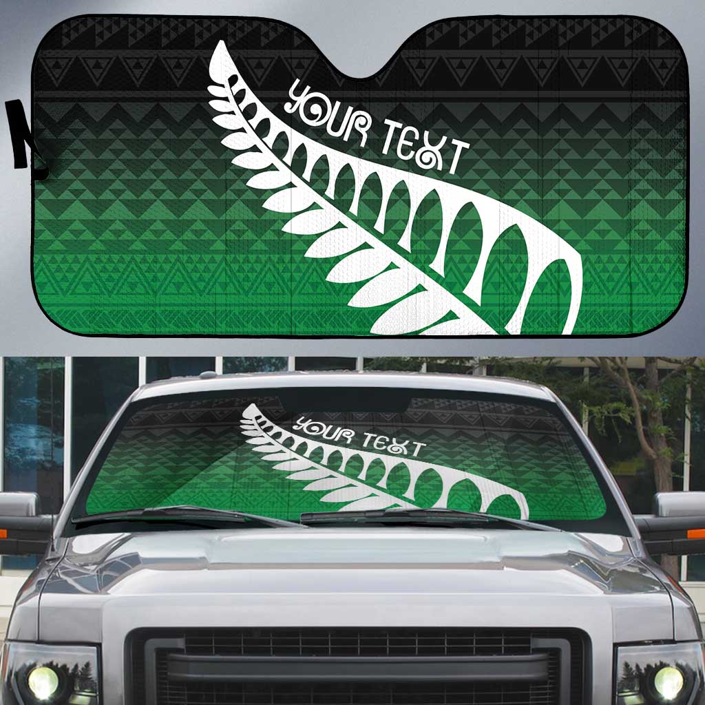 Green Silver Fern Spirit Taniko Tukutuku Personalised Auto Sun Shade - Aussie Hoodie
