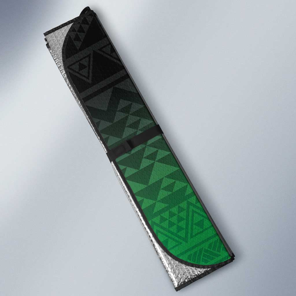 Green Silver Fern Spirit Taniko Tukutuku Personalised Auto Sun Shade - Aussie Hoodie