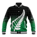 Green Silver Fern Spirit Taniko Tukutuku Personalised Baseball Jacket