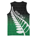 Green Silver Fern Spirit Taniko Tukutuku Personalised Basketball Jersey - Aussie Hoodie