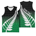 Green Silver Fern Spirit Taniko Tukutuku Personalised Basketball Jersey - Aussie Hoodie
