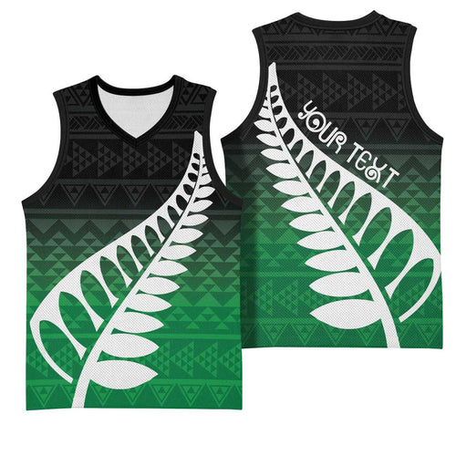 Green Silver Fern Spirit Taniko Tukutuku Personalised Basketball Jersey - Aussie Hoodie