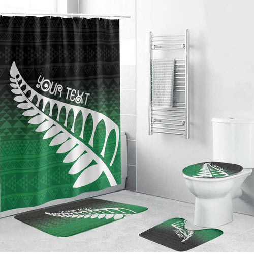 Green Silver Fern Spirit Taniko Tukutuku Personalised Bathroom Set - Aussie Hoodie