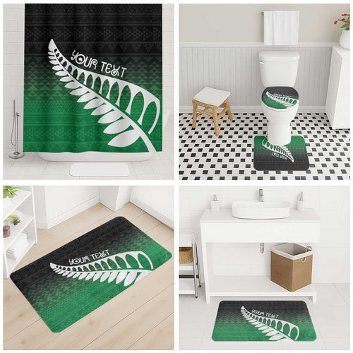 Green Silver Fern Spirit Taniko Tukutuku Personalised Bathroom Set - Aussie Hoodie