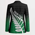 Green Silver Fern Spirit Taniko Tukutuku Personalised Blazer - Aussie Hoodie