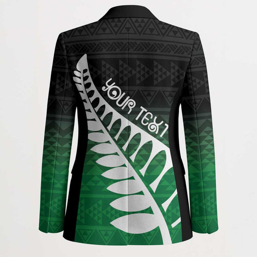 Green Silver Fern Spirit Taniko Tukutuku Personalised Blazer - Aussie Hoodie