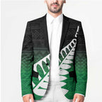 Green Silver Fern Spirit Taniko Tukutuku Personalised Blazer - Aussie Hoodie