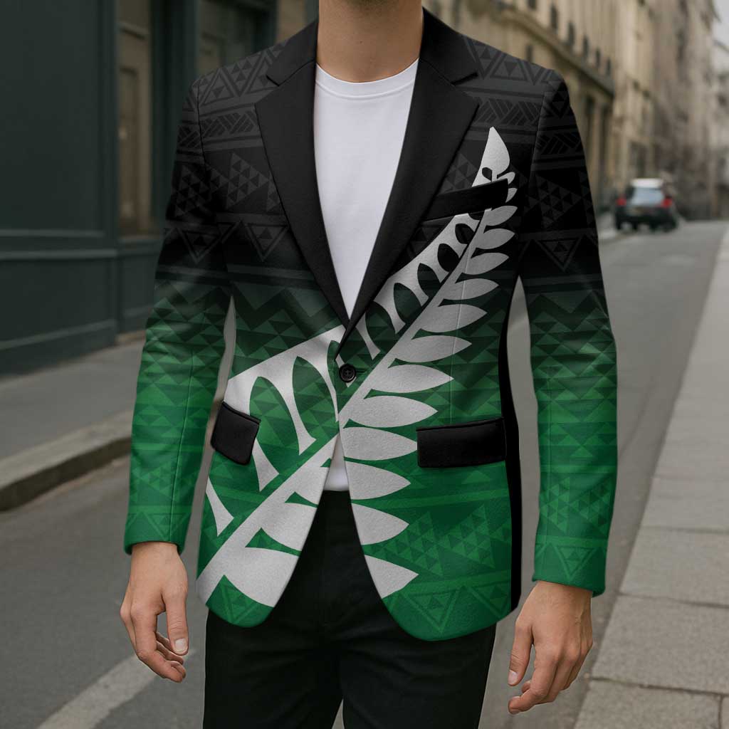 Green Silver Fern Spirit Taniko Tukutuku Personalised Blazer - Aussie Hoodie
