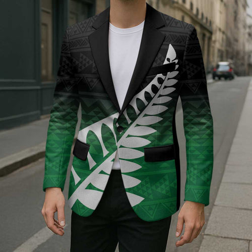 Green Silver Fern Spirit Taniko Tukutuku Personalised Blazer - Aussie Hoodie
