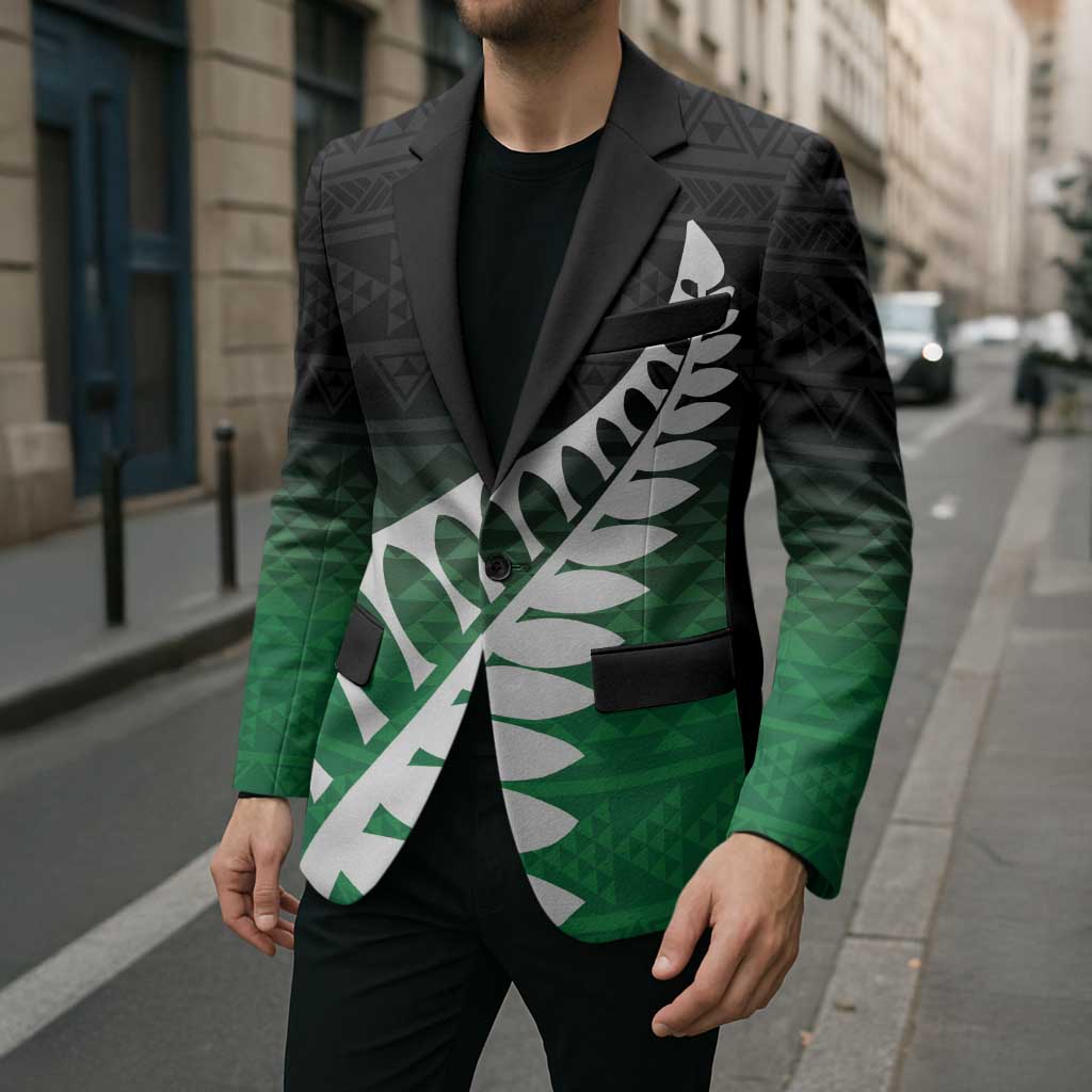 Green Silver Fern Spirit Taniko Tukutuku Personalised Blazer - Aussie Hoodie