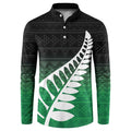 Green Silver Fern Spirit Taniko Tukutuku Personalised Button Sweatshirt