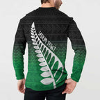 Green Silver Fern Spirit Taniko Tukutuku Personalised Button Sweatshirt