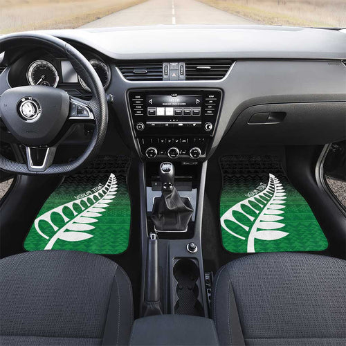 Green Silver Fern Spirit Taniko Tukutuku Personalised Car Mats