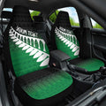 Green Silver Fern Spirit Taniko Tukutuku Personalised Car Seat Cover
