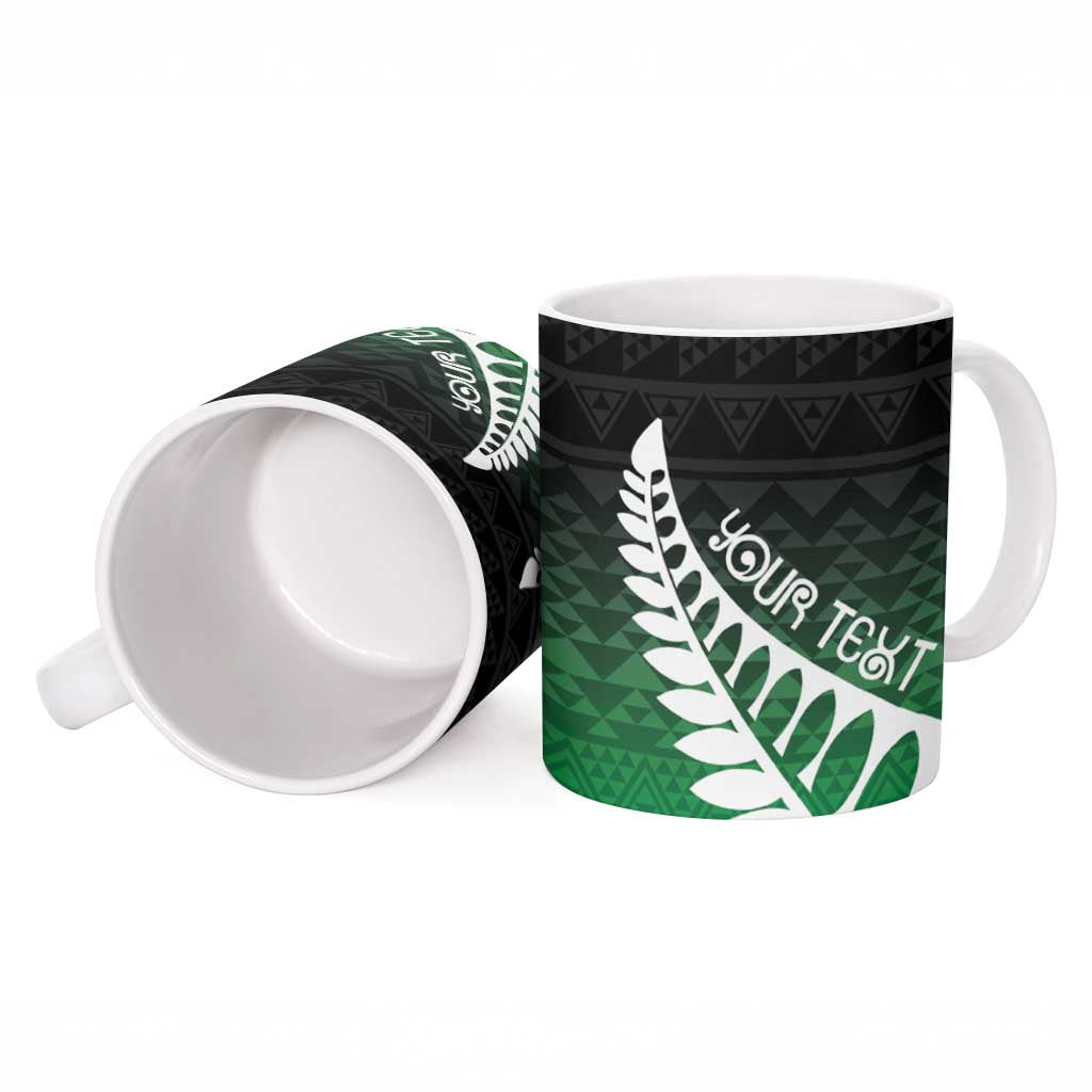 Green Silver Fern Spirit Taniko Tukutuku Personalised Ceramic Mug - Aussie Hoodie
