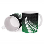Green Silver Fern Spirit Taniko Tukutuku Personalised Ceramic Mug - Aussie Hoodie