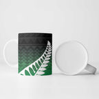 Green Silver Fern Spirit Taniko Tukutuku Personalised Ceramic Mug - Aussie Hoodie